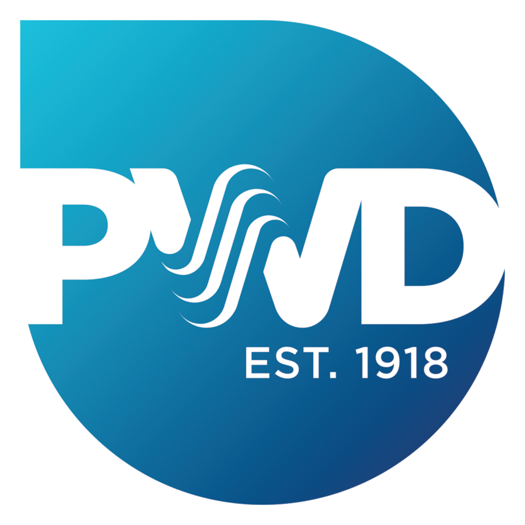 PWD logo consisting of the initials PWD and the established date of 1918 above a water droplet.