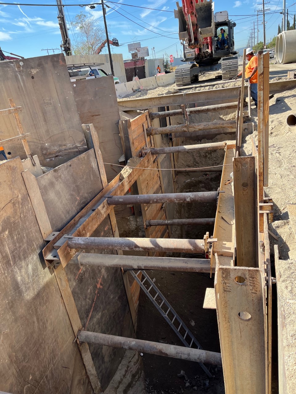 Shoring where Manhole and Lateral line to Goss St. to be Built Stage 3