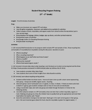Recycling Program Training Outline