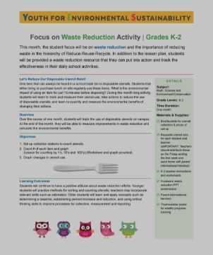 Waste Reduction Activity Grades K-2 Image
