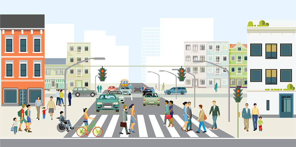 illustration of pedestrians in communities