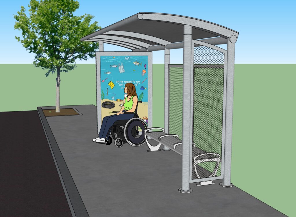 Side view of concept for a bus shelter