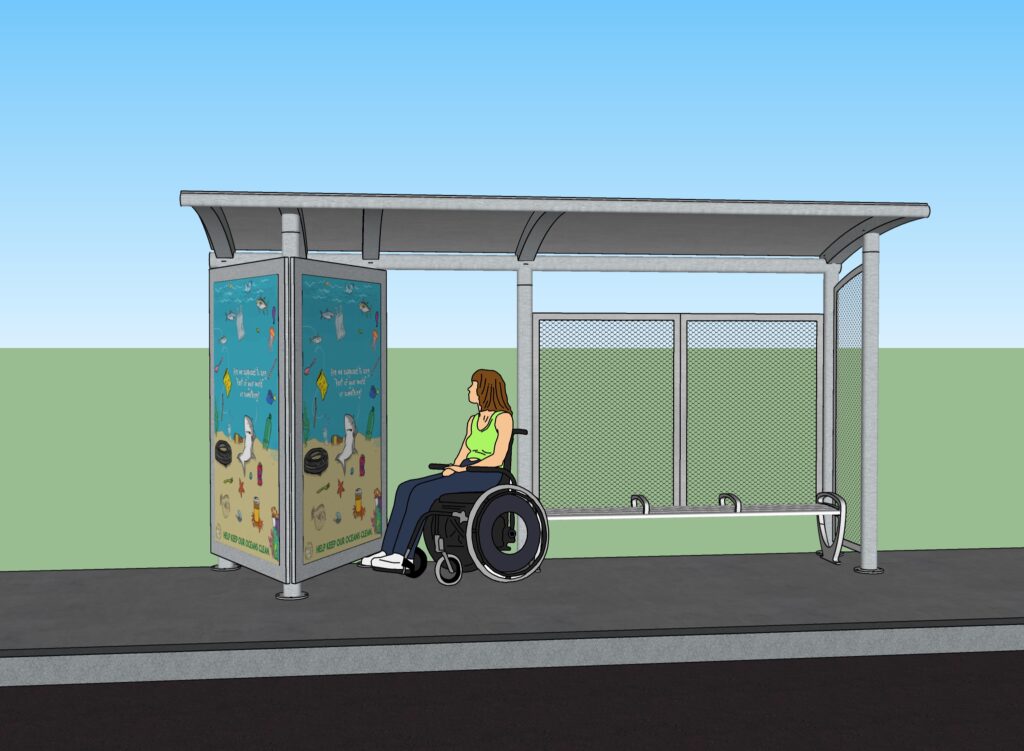 Front view of concept for a bus shelter