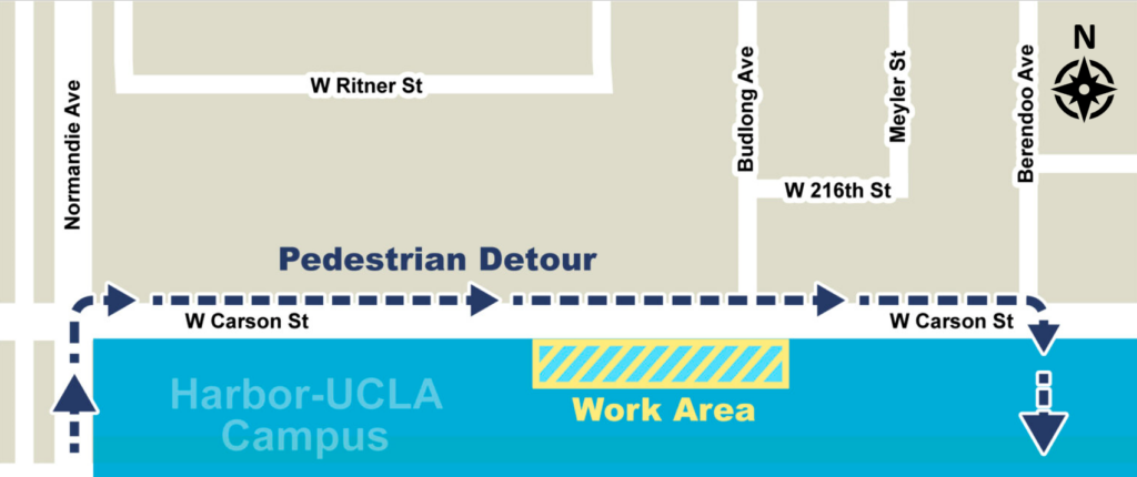 Illustration showing location of full closure of sidewalk and parking lane