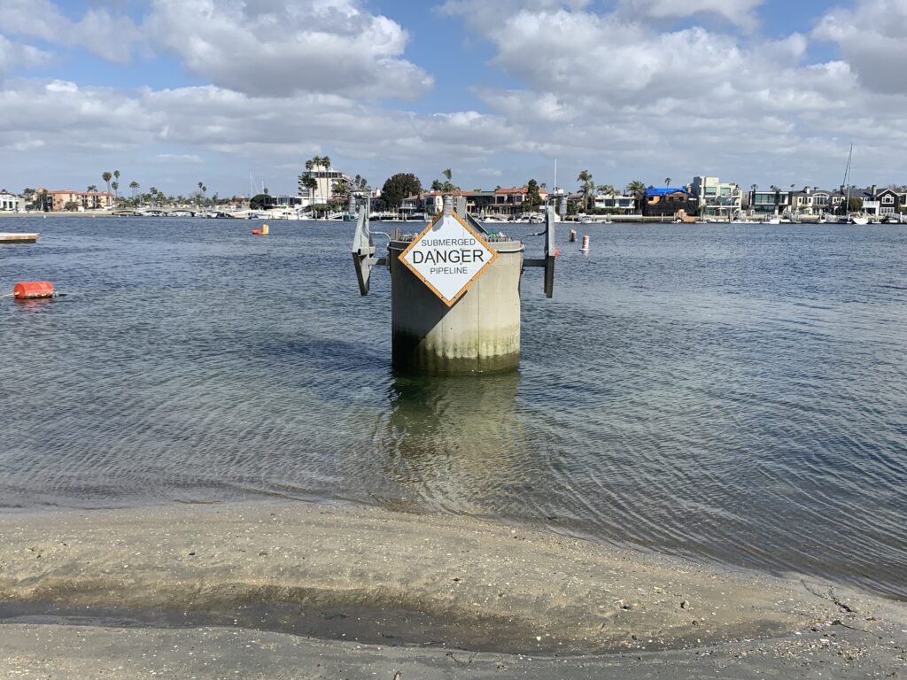 Alamitos Bay Pump Station submerged pipeline zoomed in