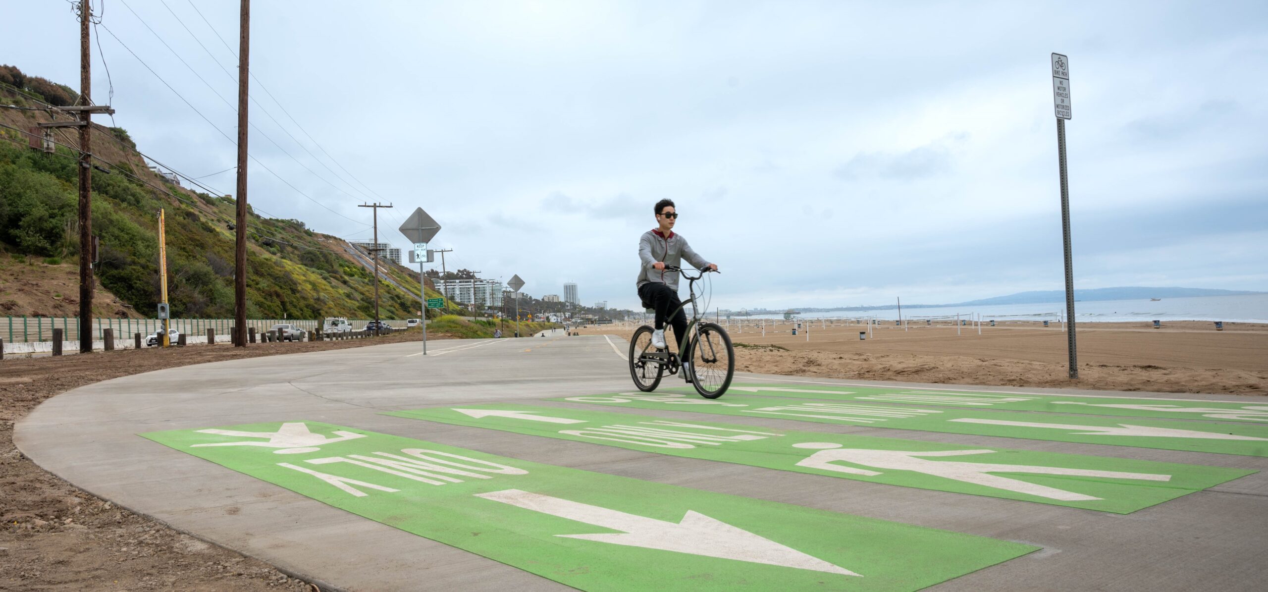 Biker riding on bike path