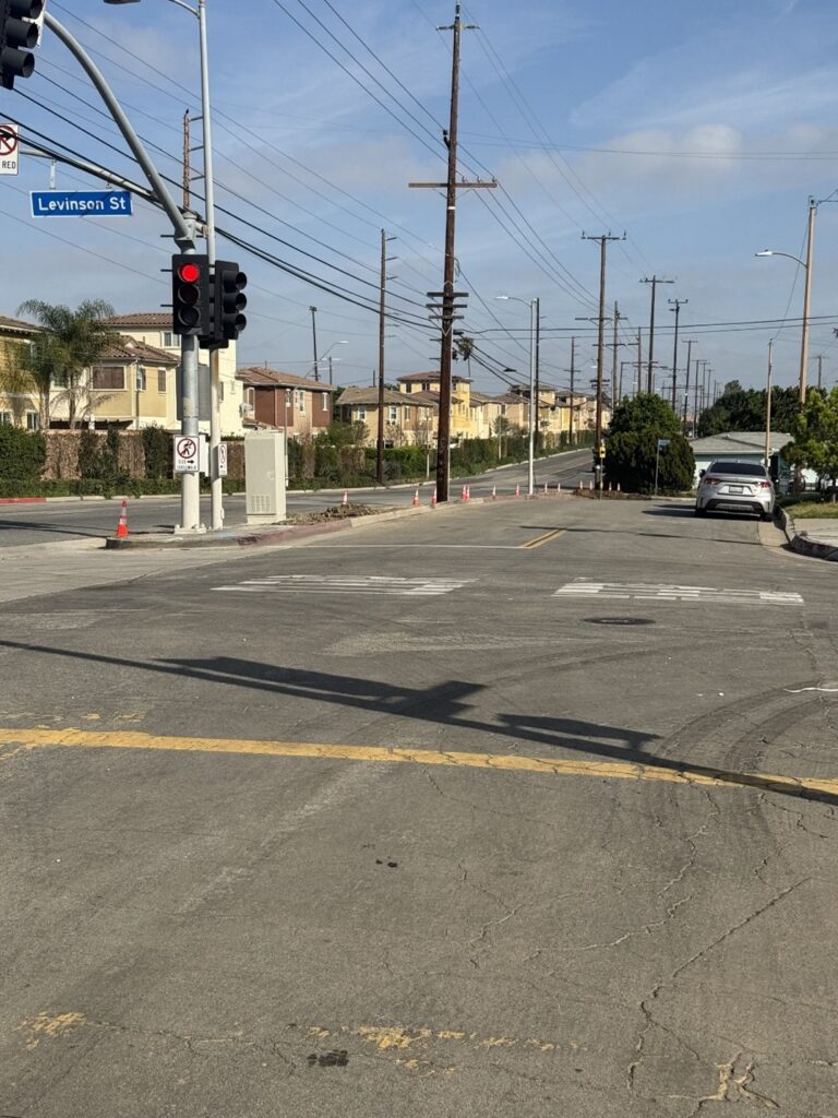 Normandie Avenue at Levinson Street looking north.