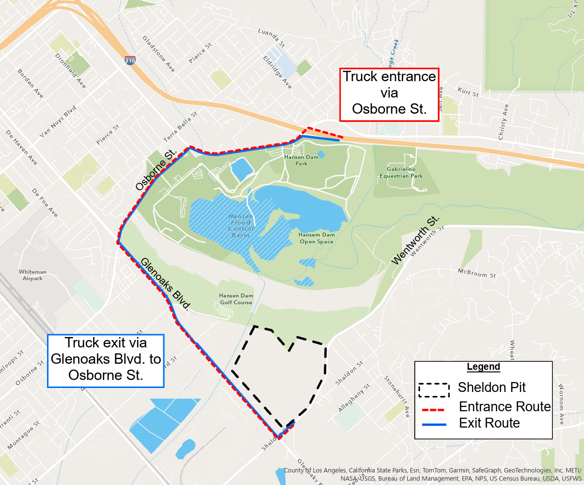 Sun Valley (Sheldon Pit) haul routes map