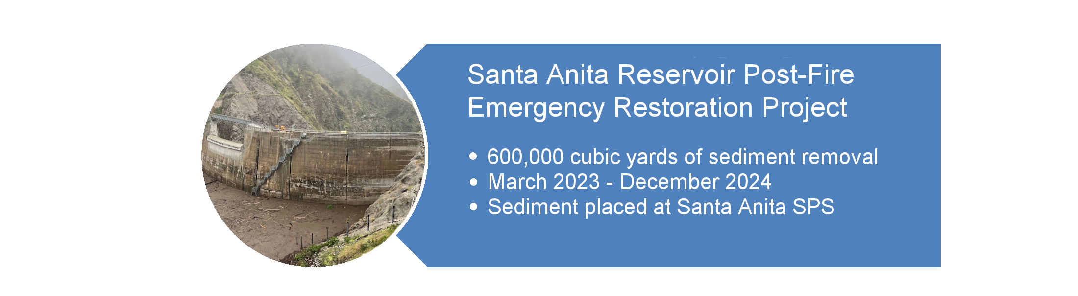 Highlights main points of Santa Anita Reservoir Project